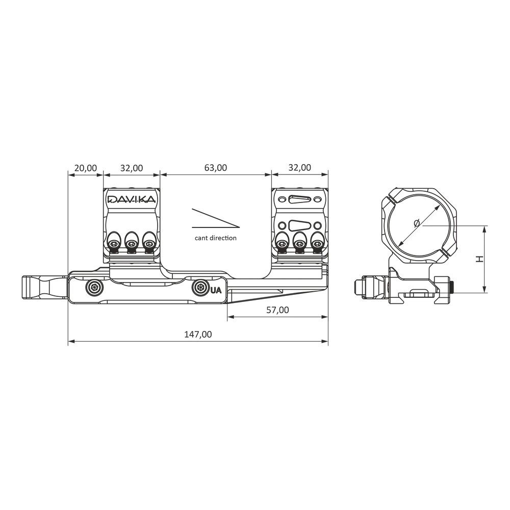 30 mm tālskata stiprinājuma konsols | Picatinny QD Ergo pamatne