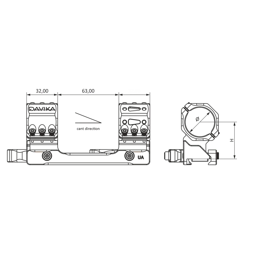 34 mm tēmekļa stiprinājums | Picatinny QD Ergo bāze