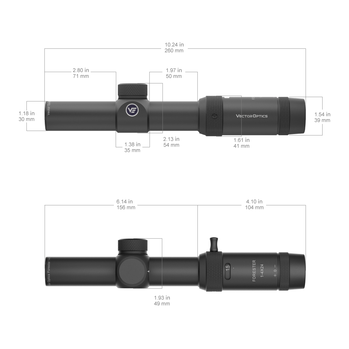 Vector Optics Forester 1-4x24SFP šautenes tēmeklis Vector Optics