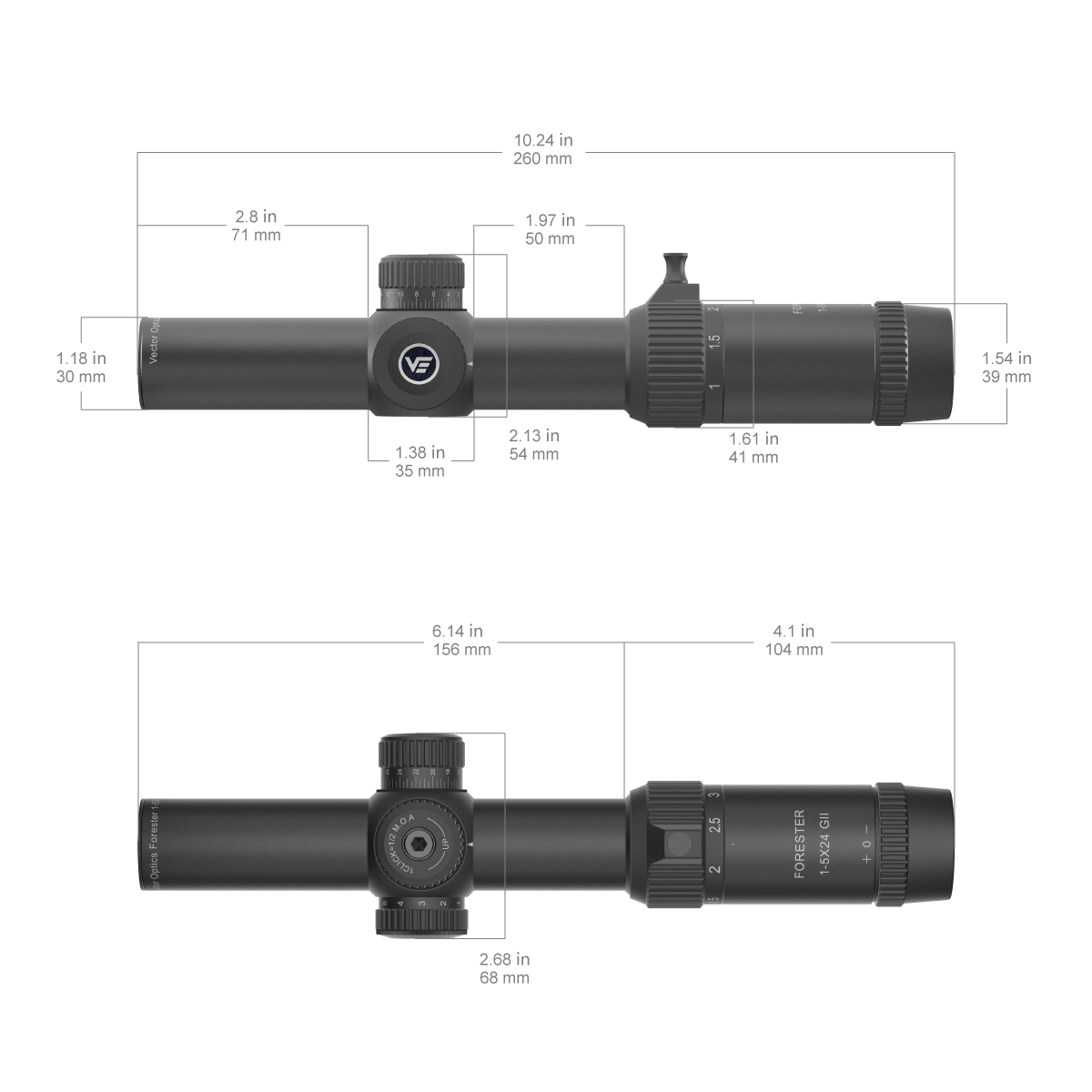 Vector Optics Forester 1-5x24SFP GenII šautenes tēmēklis