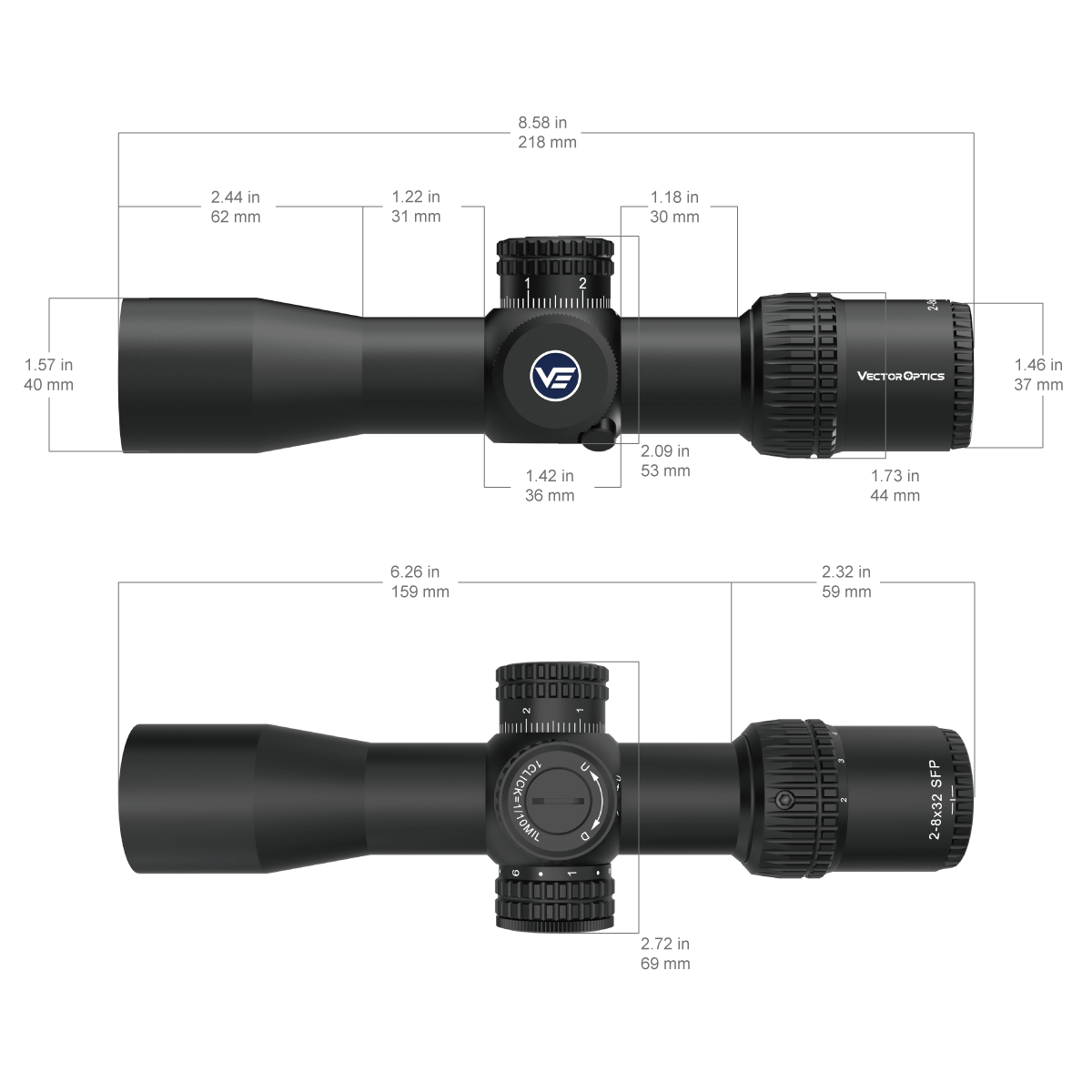 Vector Optics Veyron 2-8x32IR kompakts šautenes tēmēklis