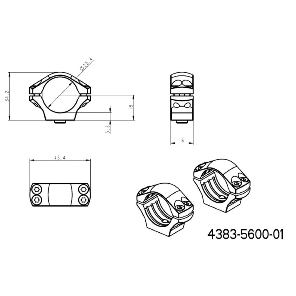 1 inch scope rings [25,4mm] | long Blaser base