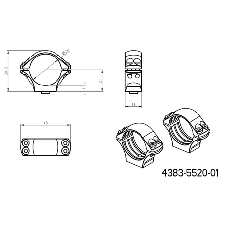 30 mm tēmekļu stiprinājumi | divdaļīga Picatinny QD Ergo bāze 