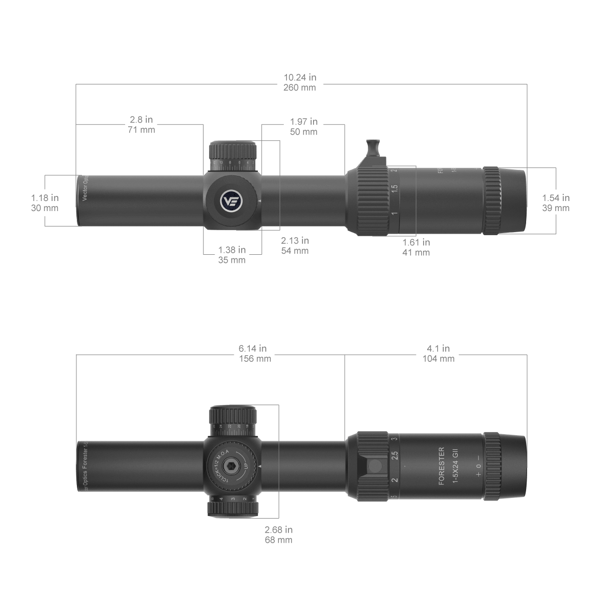 Vector Optics Mežsargs 1-5x24SFP GenII šautenes tēmeklis 