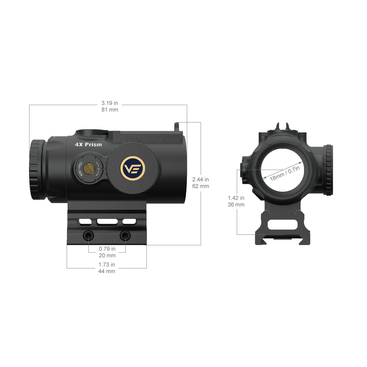 Vector Optics Paragon 4X 24 ultra kompakts prizma šautenes tēmeklis 