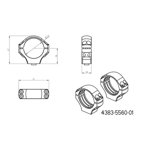 34 mm tēmekļu stiprinājumi | garš Picatinny QD Ergo pamats 