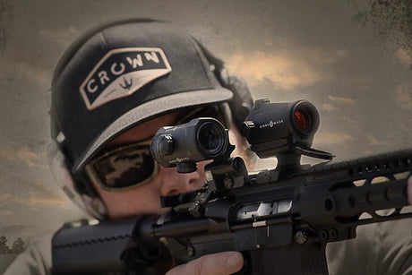Sightmark XTM-3 3x palielinātājs ar LQD atmetamu uz sānu kolimatora stiprinājumu