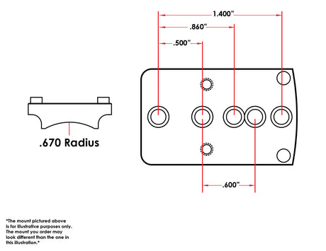 Universāls shotgun / rifle [.670’’ Radius] kolimatora stiprinājums | Trijicon RMR footprint