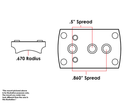Universāls bises / šautenes [.670’’ Radius] kolimatora stiprinājums | tips S [RMSc DPP K-series footprint]