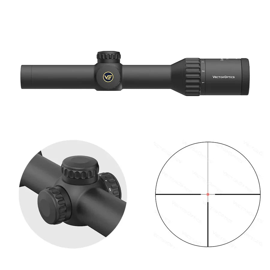 Vector Optics Continental x6 1-6x24 Fiber šautenes tēmeklis Vector Optics