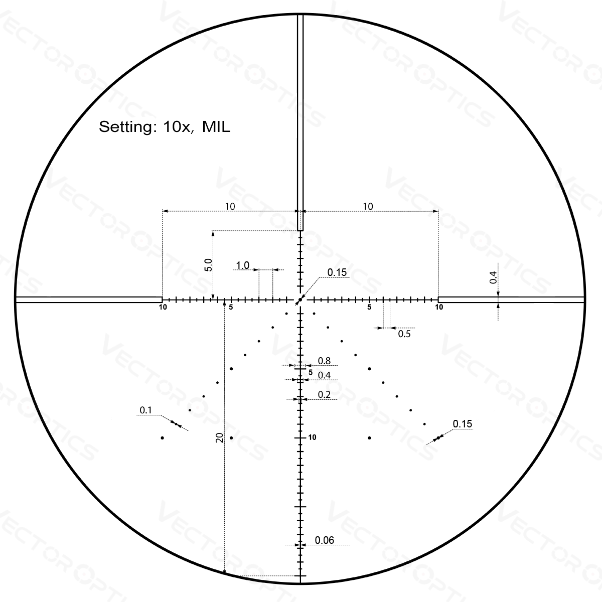 Vector Optics Veyron 10x44 SFP kompakts šautenes tēmeklis 