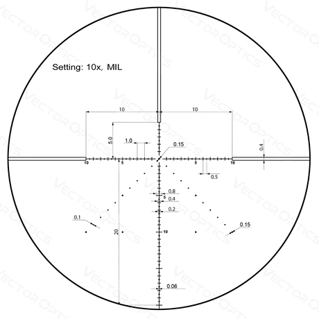 Vector Optics Veyron 10x44 SFP kompakts šautenes tēmeklis