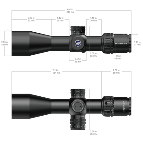 Vector Optics Veyron 3-12x44IR SFP kompakts šautenes tēmeklis