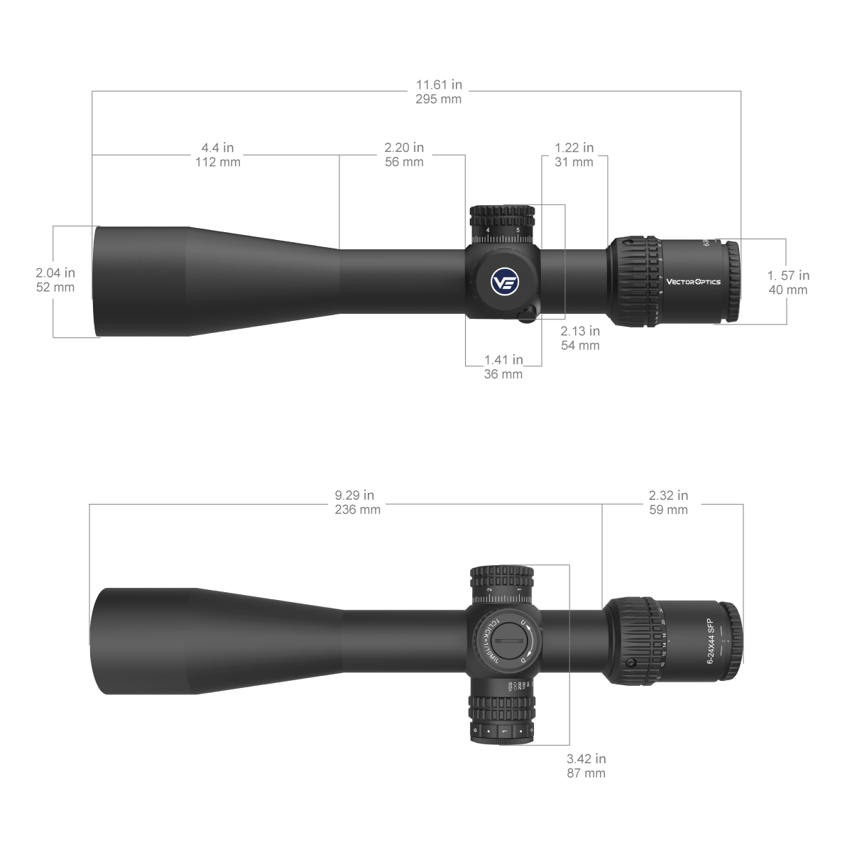 Vector Optics Veyron 6-24x44IR SFP kompakts šautenes tēmeklis 