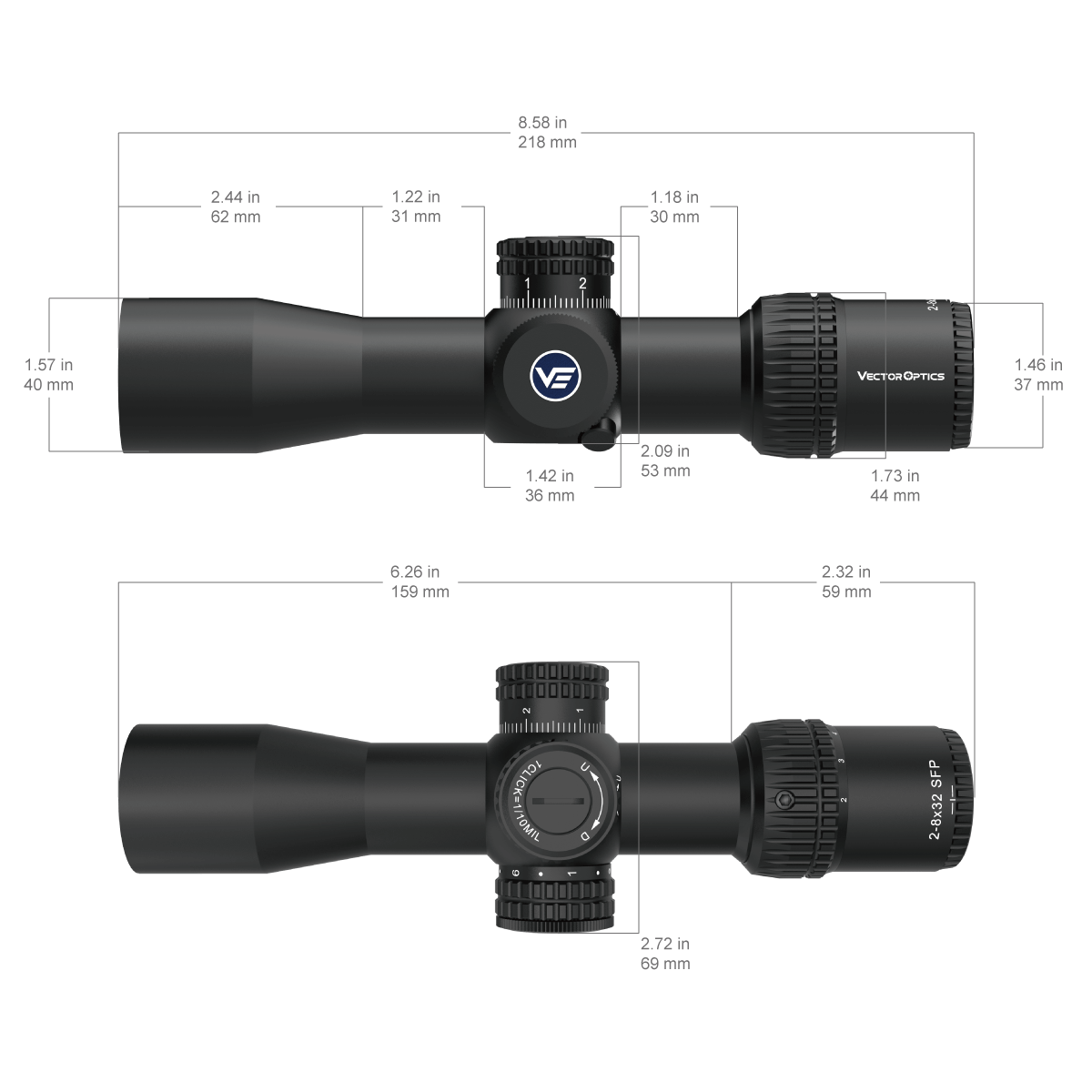 Vector Optics Veyron 2-8x32IR kompakts šautenes tēmeklis 