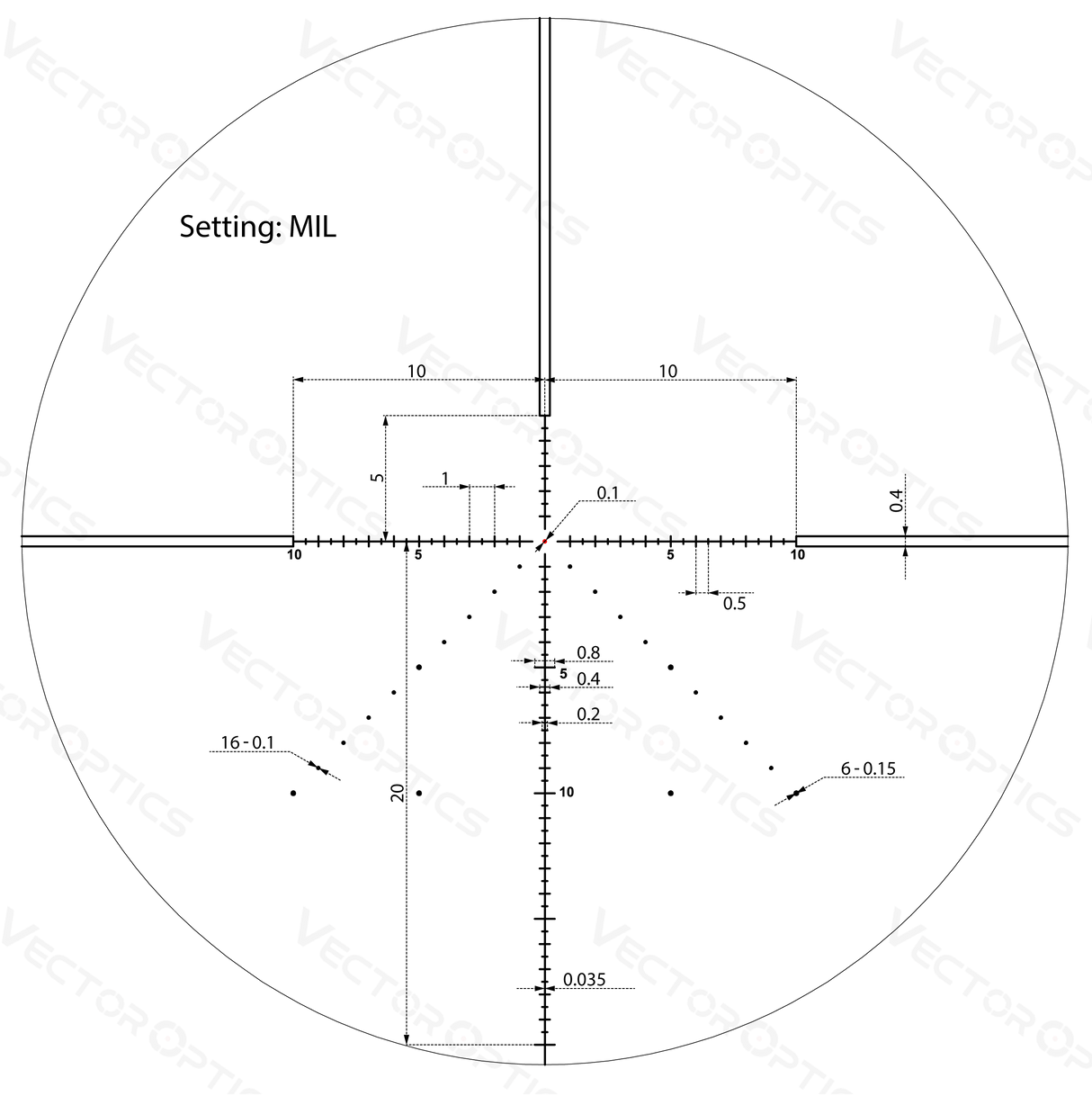 Vector Optics Veyron 4-16x44 IR Pirmās fokusa plaknes apgaismots šautenes tēmeklis 