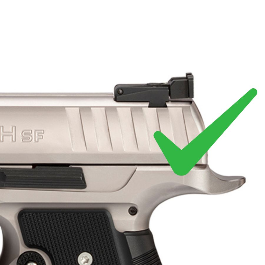 Walther Q5 Match SF regulējama aizmugurējā tēmēkļa izgriezums