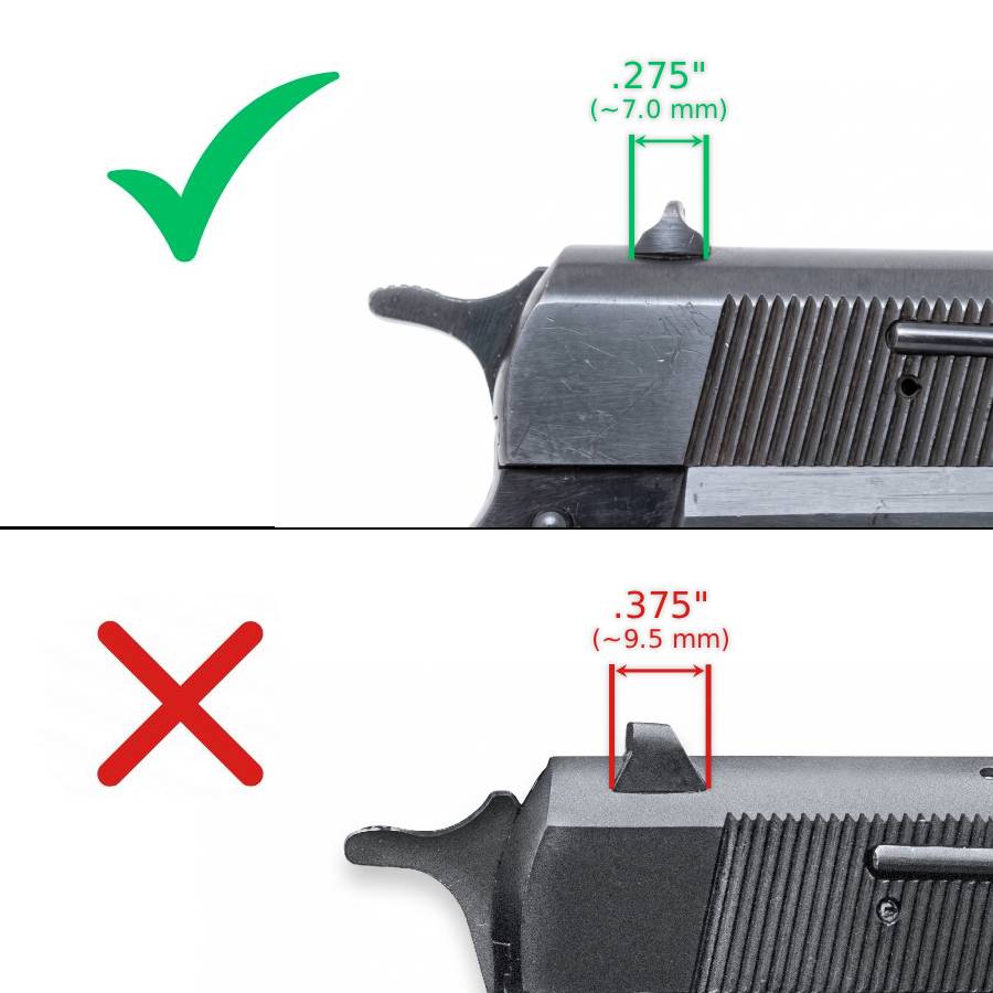 Browning Hi-Power Vigilante adjustable rear sight | white lines
