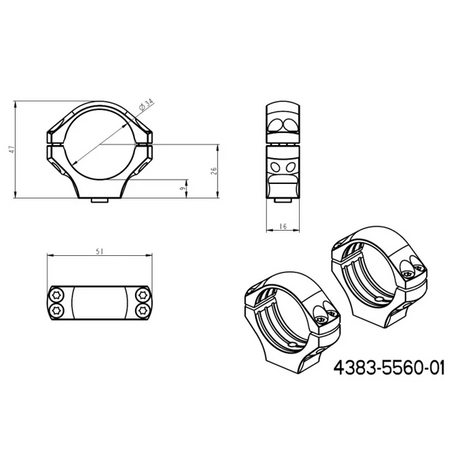 34 mm tēmekļu stiprinājumi | gara Picatinny QD taktiskā bāze 