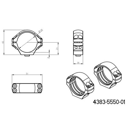 34 mm tēmekļu stiprinājumi | gara Picatinny QD taktiskā bāze 