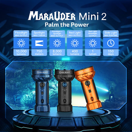 Olight Marauder 2 Mini | jaudīgs uzlādējams lukturis | 10.000 lm