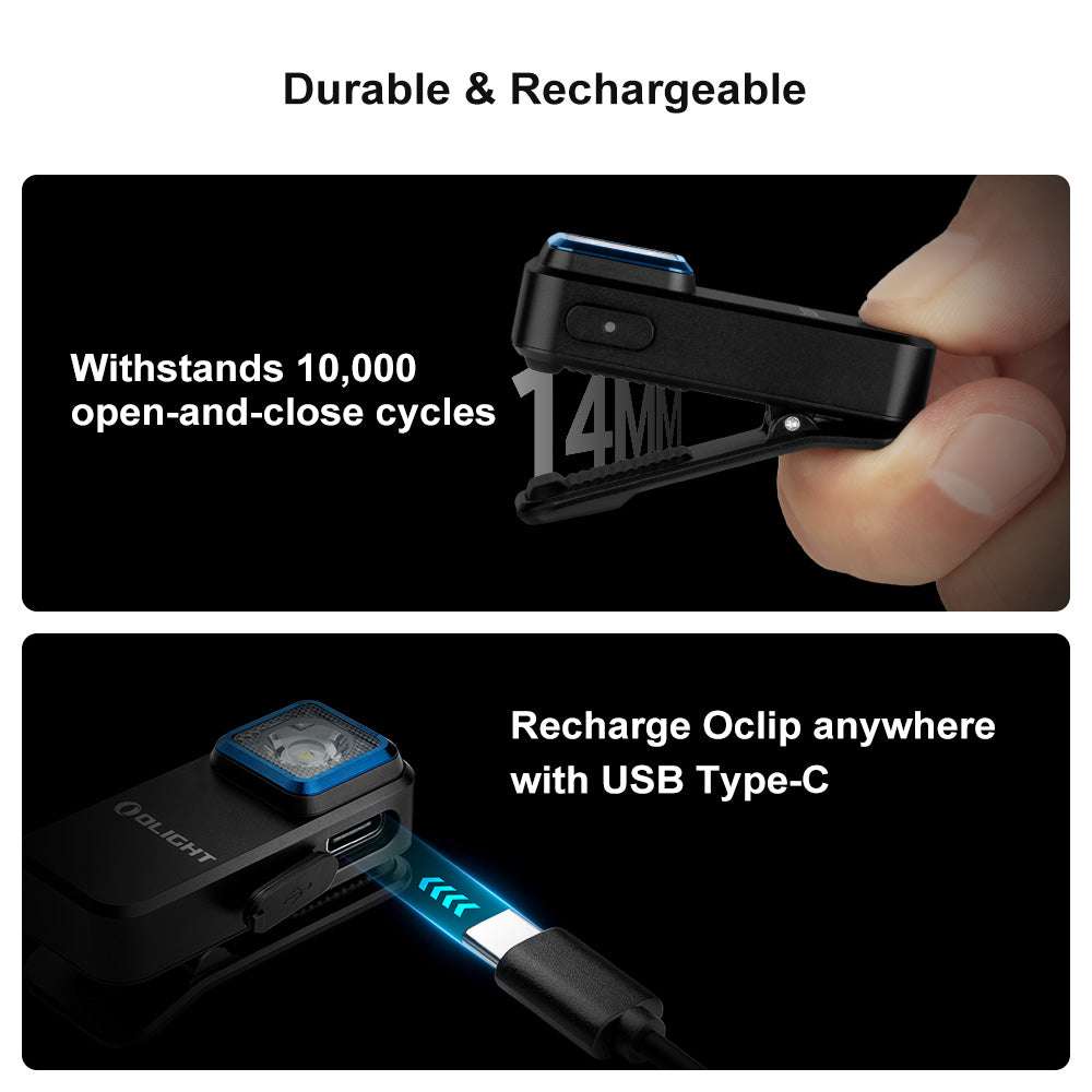 Olight Oclip | uzlādējams EDC klipša lukturis | 300 lm - Black