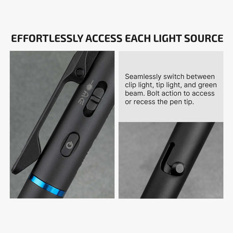 Olight O’Pen 3 | daudzfunkcionāls pildspalvas lukturis | 120 lm + zaļš lāzers - Black