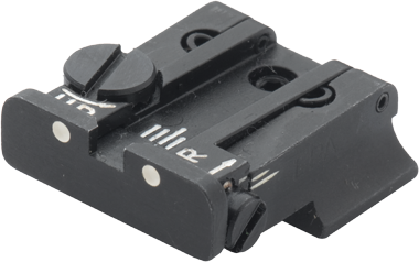 Smith & Wesson [Cal. 10 Cal. 45 3rd Gen] regulējams aizmugurējais tēmēklis | balti punkti