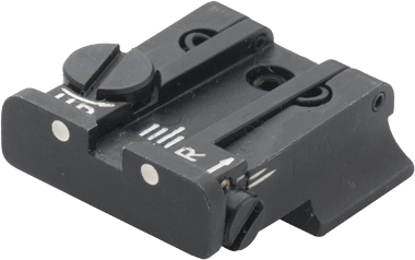 Smith & Wesson [Cal. 10 Cal. 45 3rd Gen] regulējams aizmugurējais tēmēklis | balti punkti